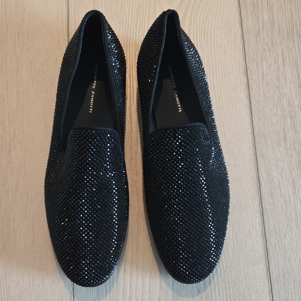$1200 Guiseppe Zanotti Black Men's Loafers Swarovski Crystals 43 Eur 10 Us NEW